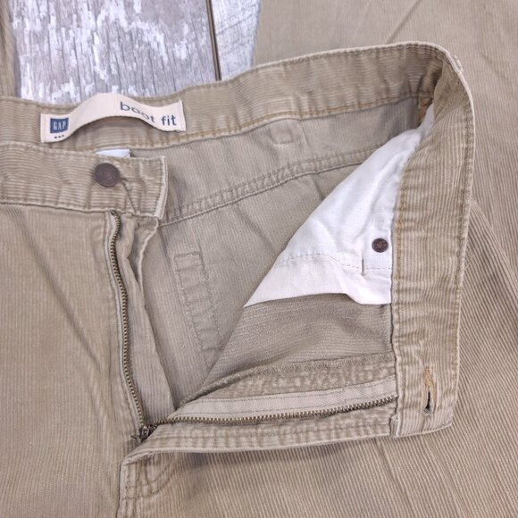 GAP Pants Mens 36x31 Brown Tan Corduroy Relaxed Bootcut Wide Leg Mid Rise Y2K - Picture 7 of 9